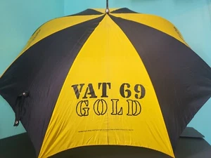Vintage MwSt. 69 Gold Werbung Werbe Golf Regenschirm schwarz gelb XL - Bild 1 von 11