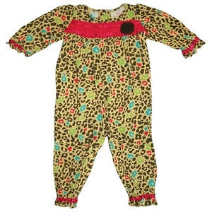 Okie Dokie Baby Girl's 1 Piece Animal Print Khaki Romper - NWT - Picture 1 of 4