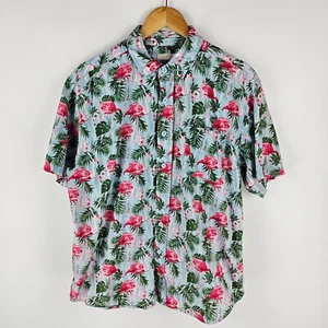 Coast Highway Shirt Mens XL Multicolour Leaf Flamingo Print Button Up Cotton - Picture 1 of 8