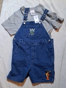 NWT Tigger Baseball Vintage Y2K Overalls Boys Size 7/8 Pockets 2 Piece Playsuit - Picture 1 of 10
