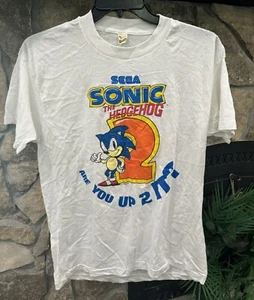 Vintage Sonic 2 90’s Promo T-Shirt White Single Stitch XL Retro Gaming Sega - Picture 1 of 10