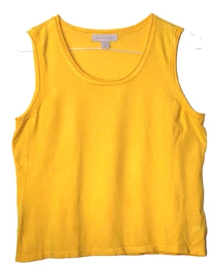 Camiseta sin mangas LAURA ASHLEY damas talla XL amarillo sólido sin mangas punto sedoso Foto 1 de 4