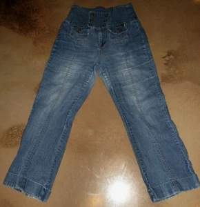 Jazzie Stretch Double Row Button Front Denim Womens Jeans Size 13 / 14 Dark Blue - Bild 1 von 4