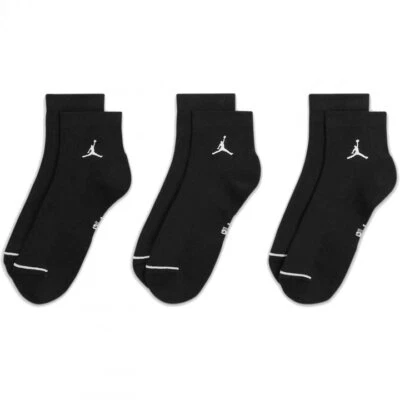 Nike Jordan Everyday Ankle Socks 3 Pairs Black Men's Size S-XL Casual Sportswear - Image 1 of 4