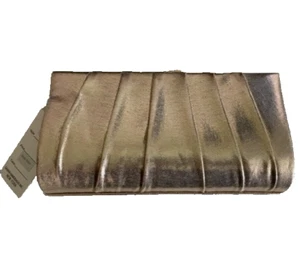 Sasha Rose Gold Fabric Evening Cross Body Clutch Purse Handbag Gold Tone Chain - Picture 1 of 7