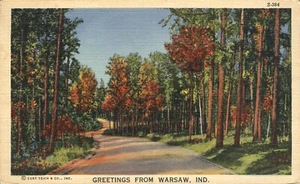 Postal de los saludos de los árboles de otoño de Varsovia Indiana 1944 - Imagen 1 de 2