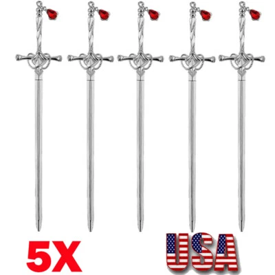 5x Silver Chinese Hairpin Sword Shape Hair Sticks Pendant Vintage Headdress NEW - Image 1 of 4