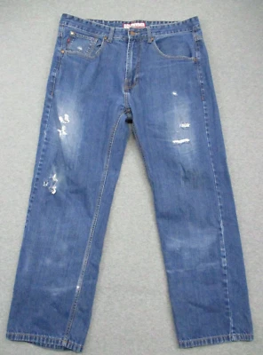 Мужские джинсы Lowrider 38x30 синяя джинсовая ткань мешковатые искусственно состаренные - Изображение 1 из 4