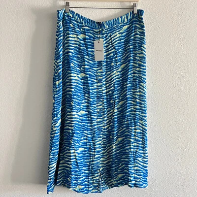 Whistles Skirt Womens 14 Seamfoam Button Front Blue Midi Beachy Nautical - Image 1 of 4