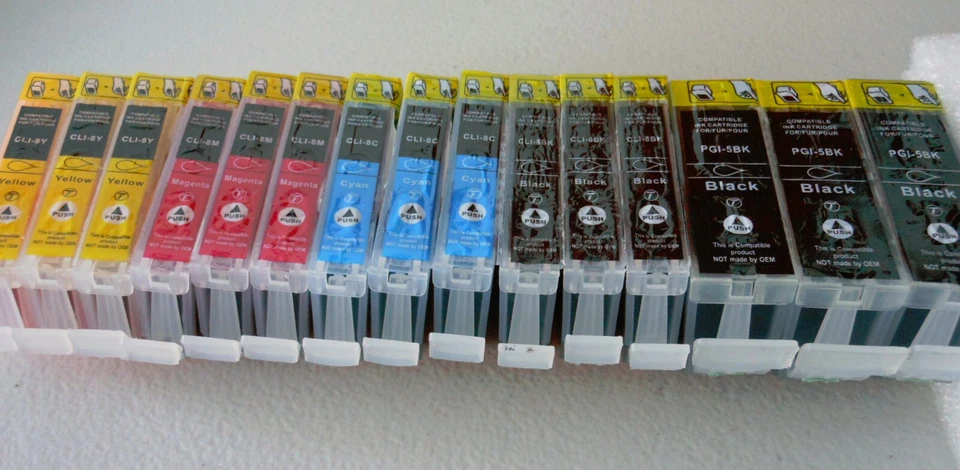15PK PGI5 BK CLI8BK C M Y Ink Cartridge for Canon iP5200 iP4500 MP970 MP830 810 - Image 1 of 2