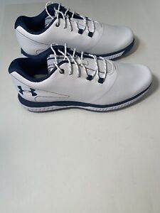 Under Armour Men's Fade RST 2 Golf Cleats White Navy  Sz 8.5 3022256-100 NWOB