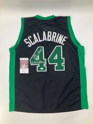 BOSTON CELTICS BRIAN SCALABRINE AUTOGRAPHED CUSTOM STITCHED JERSEY JSA COA INSC - Image 1 of 3