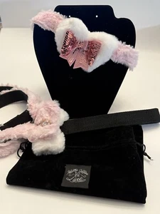 Handmade 14-16” Pink Rhinestone Faux Fur Dog Collar & Leash - Picture 1 of 2