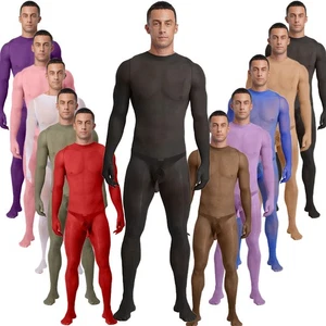 Herren Unitard Seidiger Body Fünf Finger Overall Po Fuß Nachtwäsche Ganzkörper - Bild 1 von 128