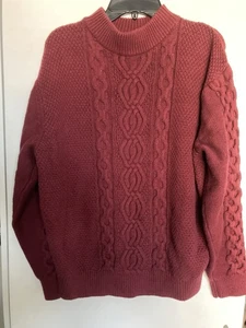 Suéter Urban Outfitters Mujer Borgoña Tejido con Cable Pullover Cuello Redondo Invierno S - Imagen 1 de 10