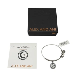 Alex and Ani CRESCENT MOON Silver Tone Charm Bangle Bracelet - Picture 1 of 3