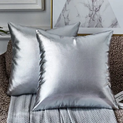 Sparkling Silver Grey Pillows, Decorative Pillow Cases,24x24 Inch Pillow Cove... - Image 1 of 4