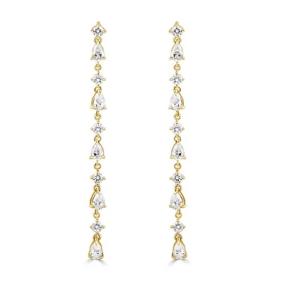 1.20 克拉梨形圆形明亮式切割钻石吊坠耳环 — 第 1/4 张图片