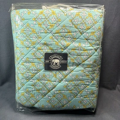 John Robshaw Textiles Queen Quilt Sea Glass Lattice 92 X 92 100% Cotton - Image 1 of 4