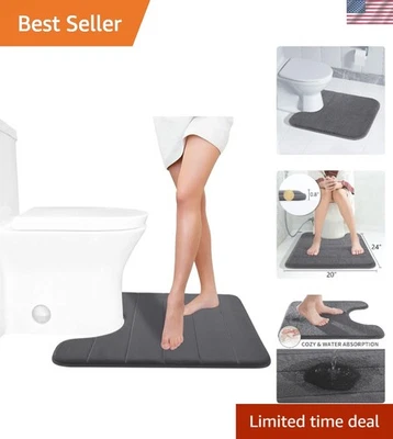 Memory Foam Non-Slip Bathroom Contour Rug in Dark Gray - Image 1 of 4