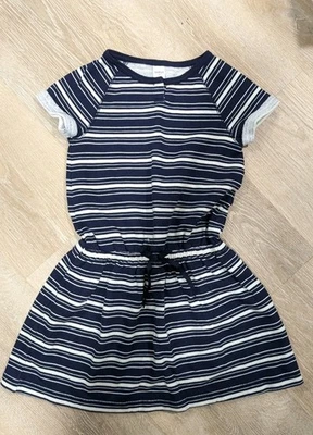 Size 8 Oshkosh Navy French Terry Striped Dress - Image 1 of 4