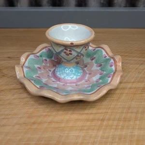 Vtg MacKenzie Childs Heather Taylor Ceramic Egg Cup Ruffled Fluted Retired Read - Picture 1 of 13