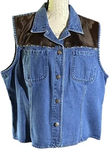 Stonebridge Damen 1X blau Country Denim offen Western Akzent Nieten Weste - Bild 1 von 11