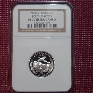2006-S SOUTH DAKOTA Silver Proof Quarter PF70 NGC NICE LOW PRICE!! - Picture 1 of 2