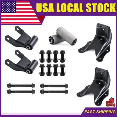 New Rear Leaf Spring Shackle Bracket Hanger Kit for Ford F150 F250 F350 Bronco Foto 1 de 4