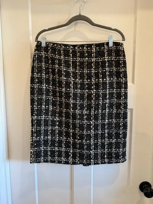 Falda Recta Calvin Klein Cuadros Lentejuelas Negra Mujer Talla 4 Totalmente Forrada Foto 1 de 4