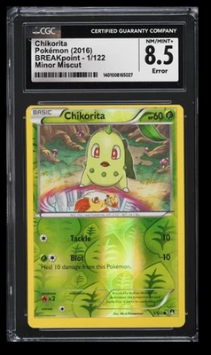 2016 BREAKpoint Chikorita CGC 8.5 English #1/122 Reverse Holo Miscut Error - Image 1 of 2