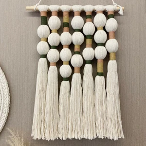 Modern Macramé Wall Hanging – Earth Toned Cotton Balls – 40x60cm Handmade - Picture 1 of 8