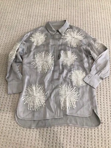 made in italy silk embroidered shirt 42 Nwt - Picture 1 of 3