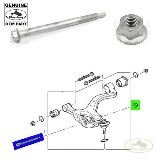 LAND ROVER SUSPENSIÓN DELANTERA BRAZO INFERIOR PERNO M16 + TUERCA LR3 LR4 GAMA SPORT OEM Foto 1 de 1