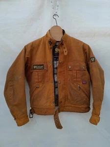 Belstaff Bomber Jacket Boys 8 Tan Biker Waxed Cotton Patina Needs Dry Cleaning - Picture 1 of 13