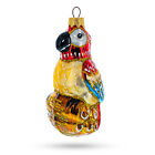 Colorful Parrot on a Branch Glass Christmas Ornament