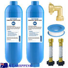 New RV Water Filter with Flexible Hose Protector,Brass Hose Elbow&Teflon Tape 