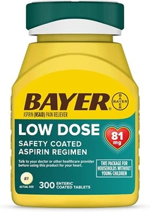 Bayer Aspirin Regimen Low Dose 81 mg Enteric Coated Tablet - 300 Count - Picture 1 of 11