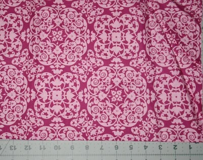 cotton quilting fabric 1 yd  secret garden sandi henderson damask pink NEW  - Image 1 of 2