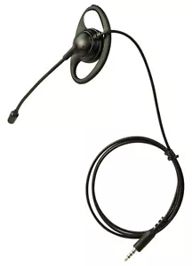 HEADSET D SHAPED SINGLE EAR SPEAKER WITH BOOM MICROPHONE STANDARD PIN 3.5mm NEW - Picture 1 of 4