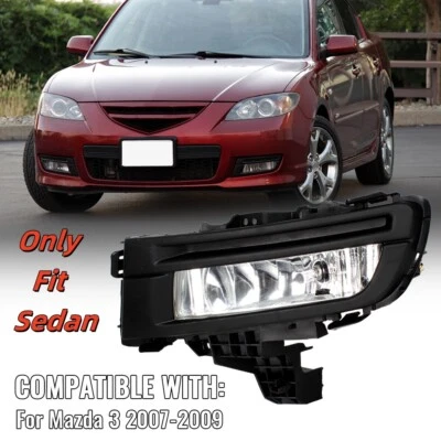 For 2007-2009 Mazda 3 Sedan Front Bumper Halogen Fog Lamp Light DRL Left Driver Foto 1 de 4