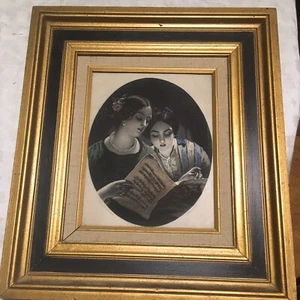 Vintage gerahmt James Sant - Das Duett - Porzellan Radierung Bild Kunst Musik 🎶 - Bild 1 von 12
