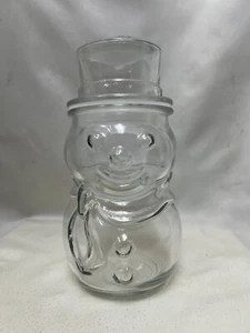 Snowman Jar Canister Clear w/lid and Seal Vintage - Picture 1 of 8
