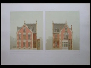 HERMANVILLE SUR MER, VILLA LES DUNES 1885- 2 GRANDES LITHOGRAPHIES, LION SUR MER - Picture 1 of 2