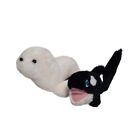 Sea World Stuffed Animal Shamu Orca Killer Whale White Seal Plush 9" Vintage
