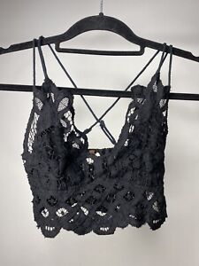Free People FP One Adella Lace Elastic Black Bralette Women's XS Floral