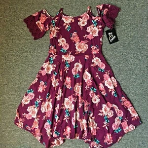 Art Class Dress Girl's M (7/8) Multicolor Floral Fit & Flare Cold Shoulder NWT - Picture 1 of 11
