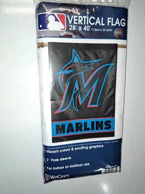 Miami Marlins MLB Vertical Flag 28x40 Baseball Flag Wincraft Florida Marlins NEW - Image 1 of 3