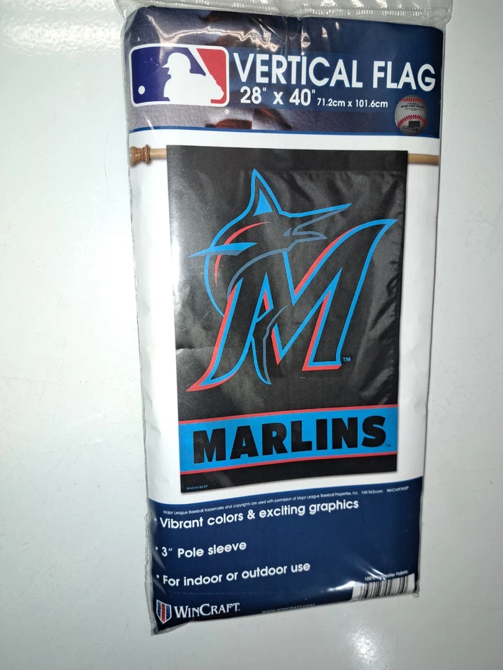 Miami Marlins MLB Vertical Flag 28x40 Baseball Flag Wincraft Florida Marlins NEW - Image 1 of 3