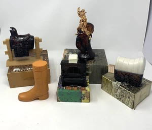 Vintage Avon Cologne Bottles Western Boot Piano Covered Wagon Bronco - Lot of 5 - Picture 1 of 24